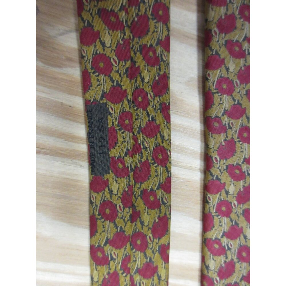 Hermes Neck Tie Yellow Silk Floral Jacquard Woven Formal Designer France - Picture 3 of 8